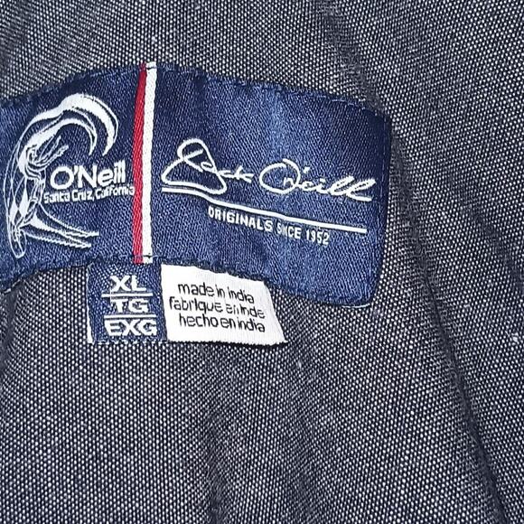 Y2K - O'neill Striped Surf Button-Up Shirt - Mens XL - Burgundy and Navy Boho - Picture 3 of 3